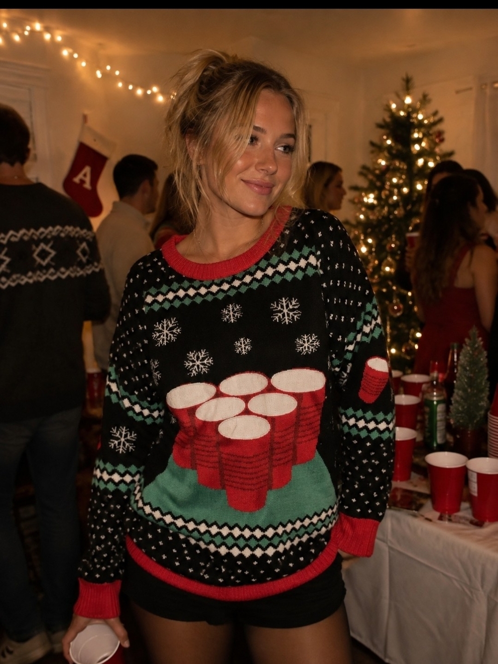 NWT Tipsy Elves Cheer Pong Game Ugly Christmas Sweater Sz S
